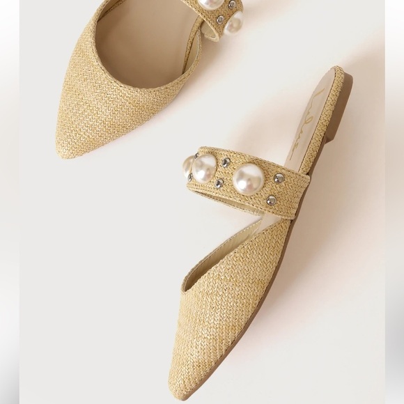 Lulus Justifyy Beige Raffia Woven Pointed-Toe Flats Size 8 - Picture 4 of 9